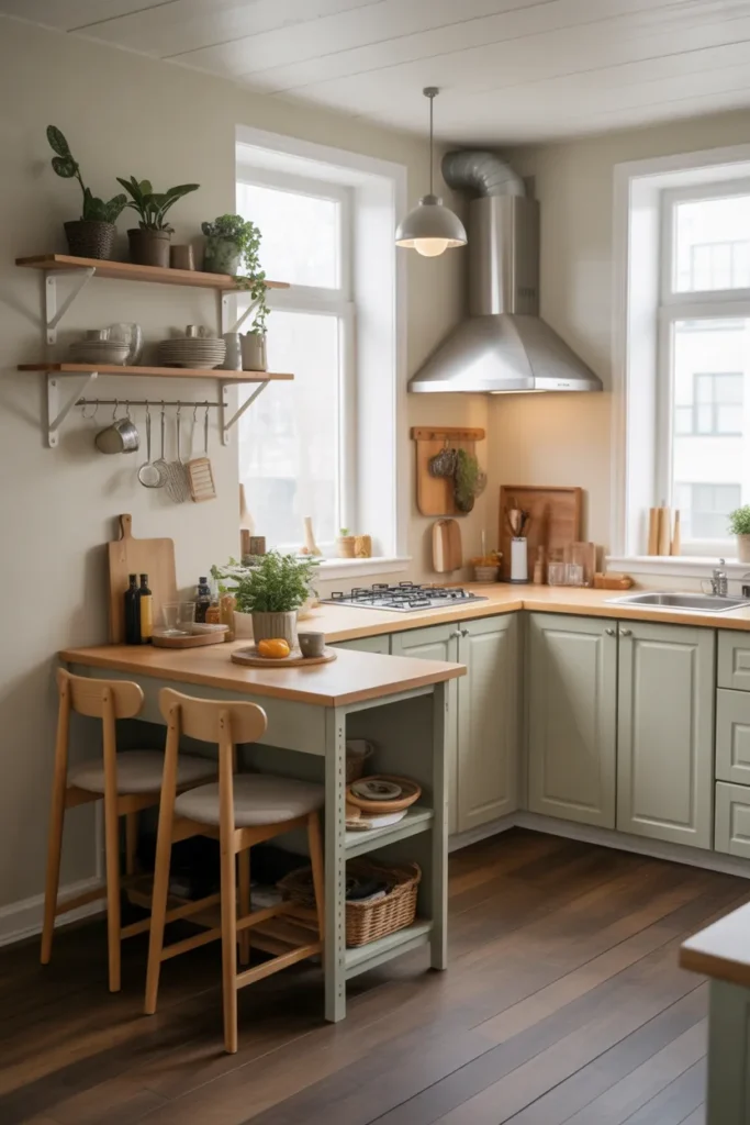 Small Kitchen With Compact Island Alternative