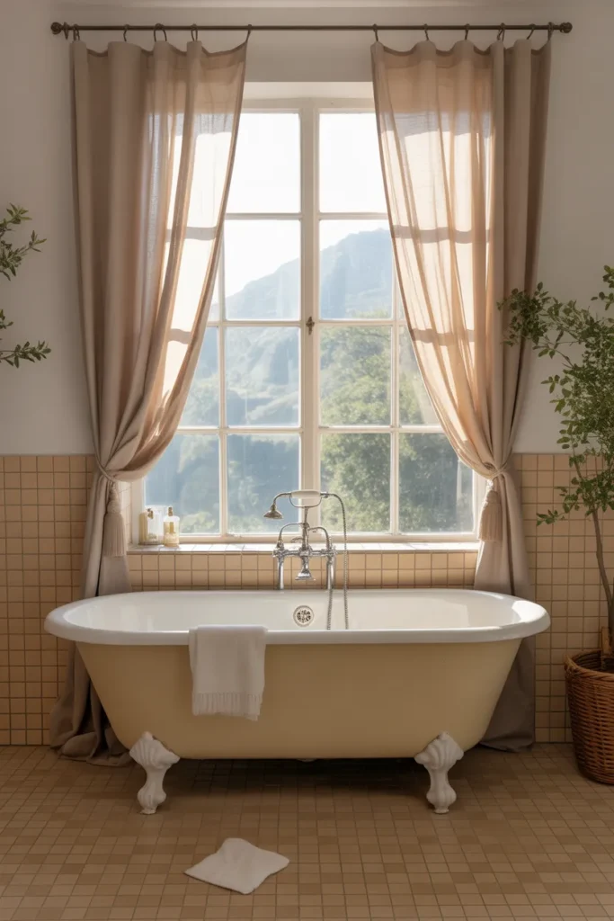 Clawfoot Tub by a Large Window