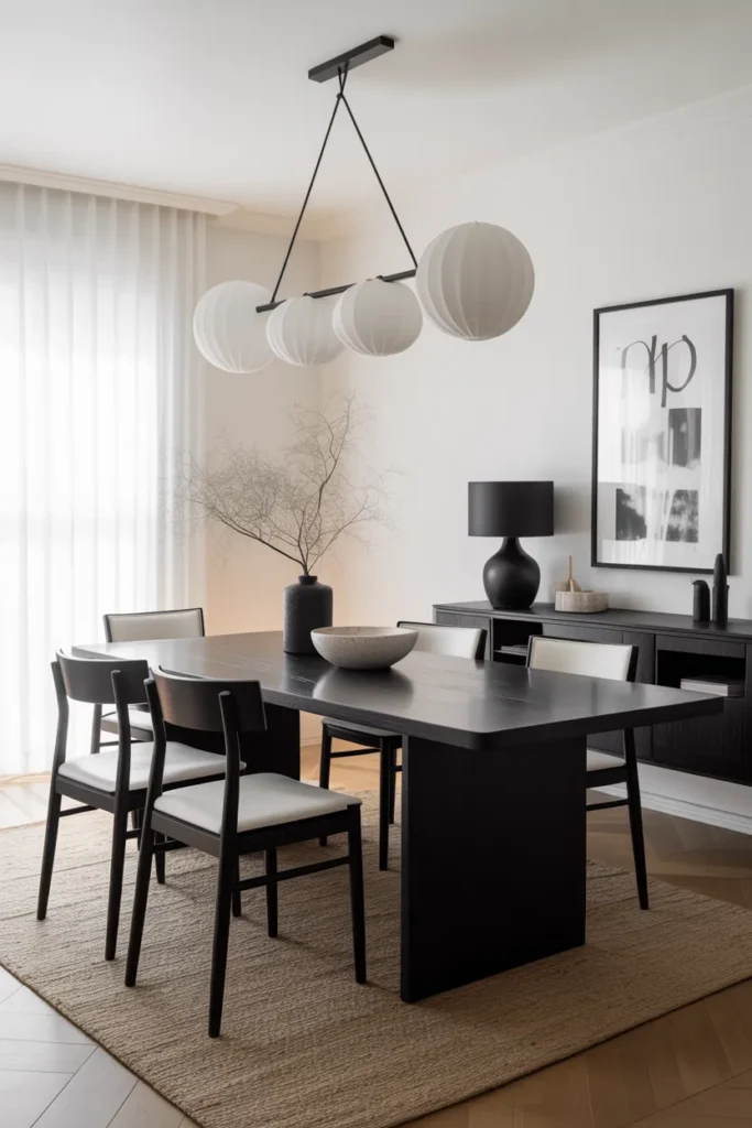   Elegant Black and White Dining Style