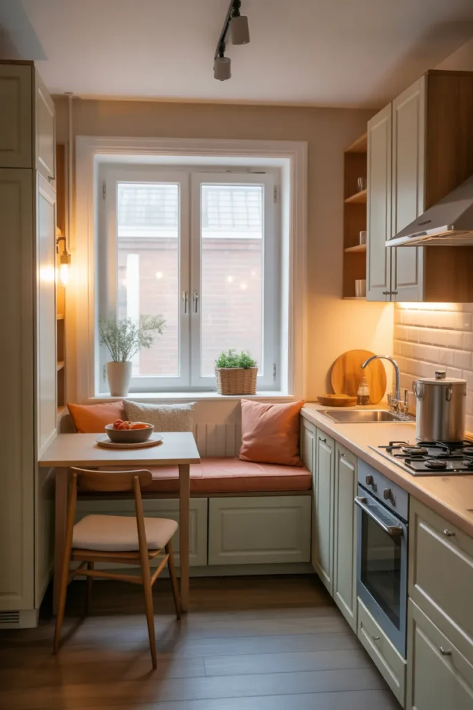 Small Kitchen With Built-In Seating Nook