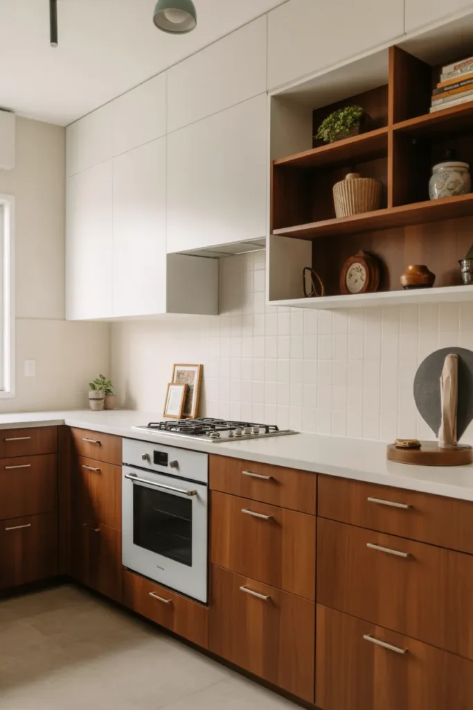 Two-Tone Mid Century Kitchen With Wood and White
