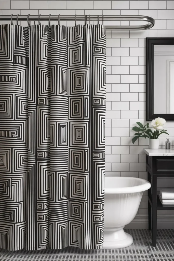 Black and White Geometric Shower Curtain