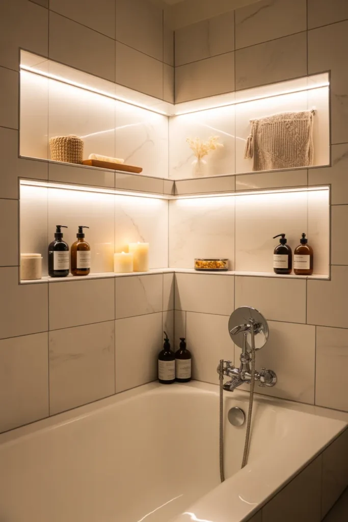 Built-In Tub with Storage Niches