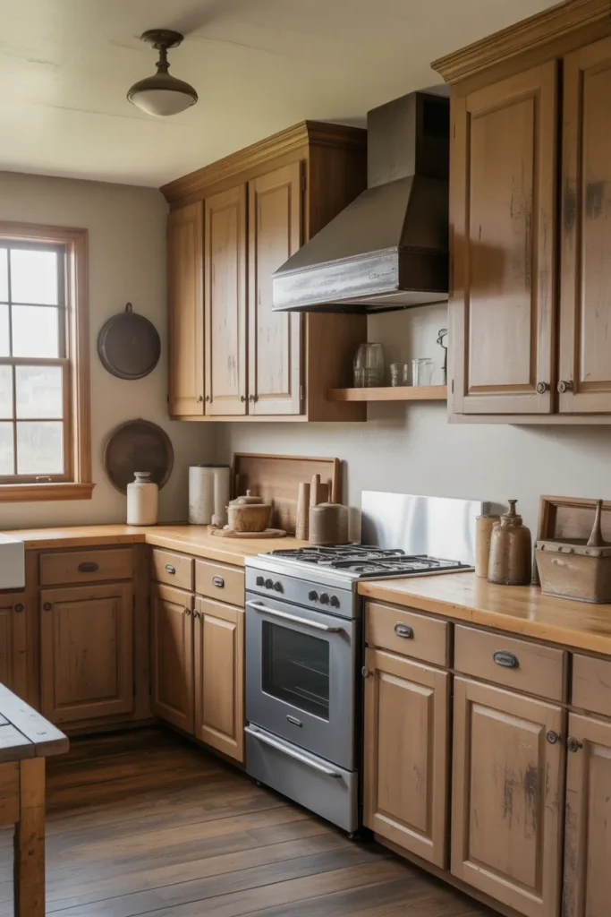 Distressed Farmhouse Cabinets for Vintage Appeal