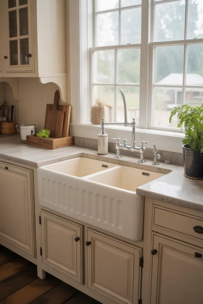 Double-Bowl Farmhouse Sink for Busy Kitchens