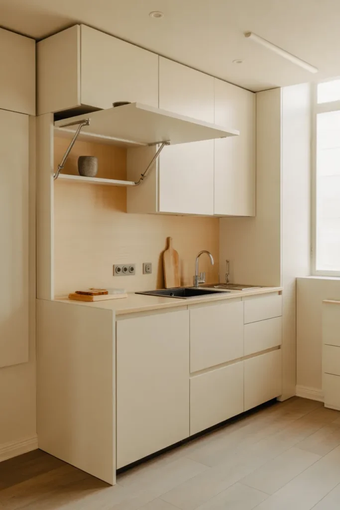 Small Kitchen With Fold-Down Counter Space