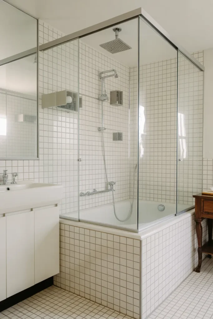 Glass-Enclosed Tub for an Open Look