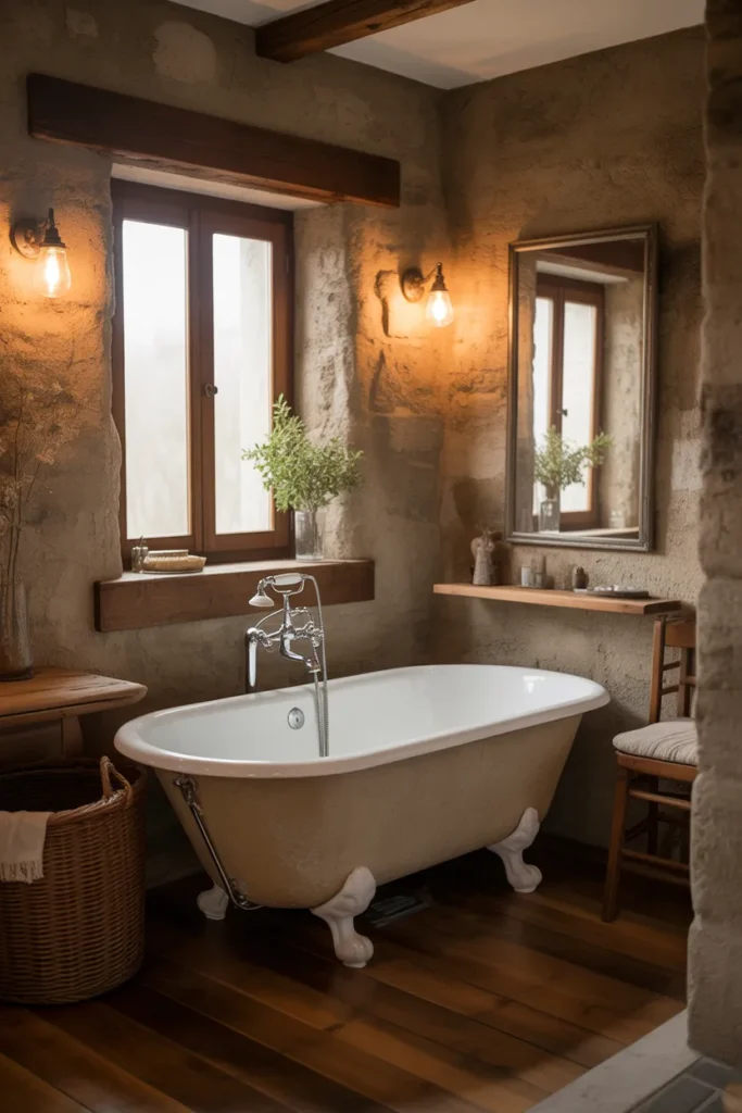 Rustic Bathroom with Clawfoot Tub