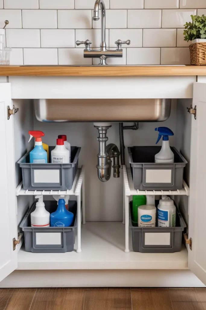Use Under-Sink Storage Bins
