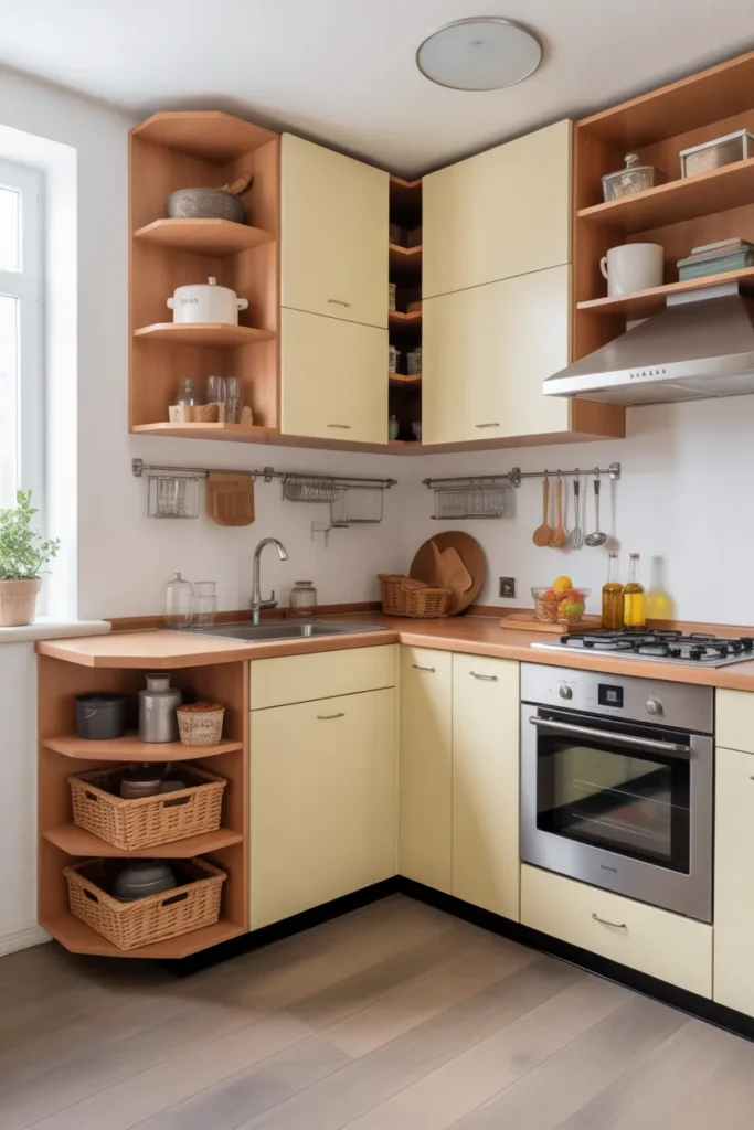 Very Small Kitchen With Corner Storage Solutions
