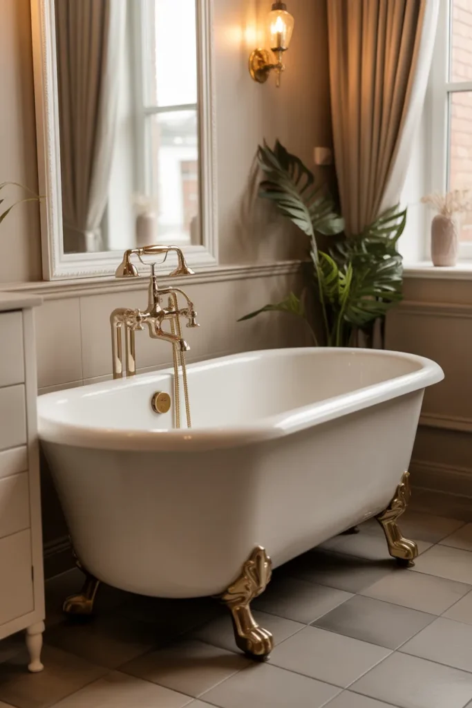 Clawfoot Tub with Gold Fixtures