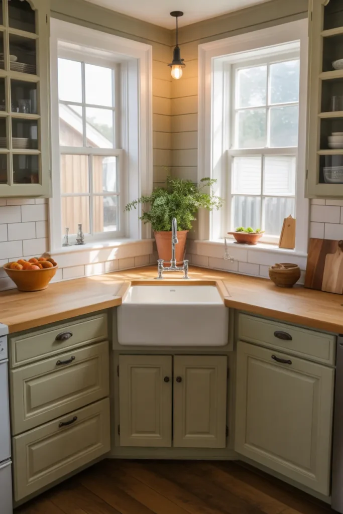 Corner Farmhouse Sink for Space Optimization