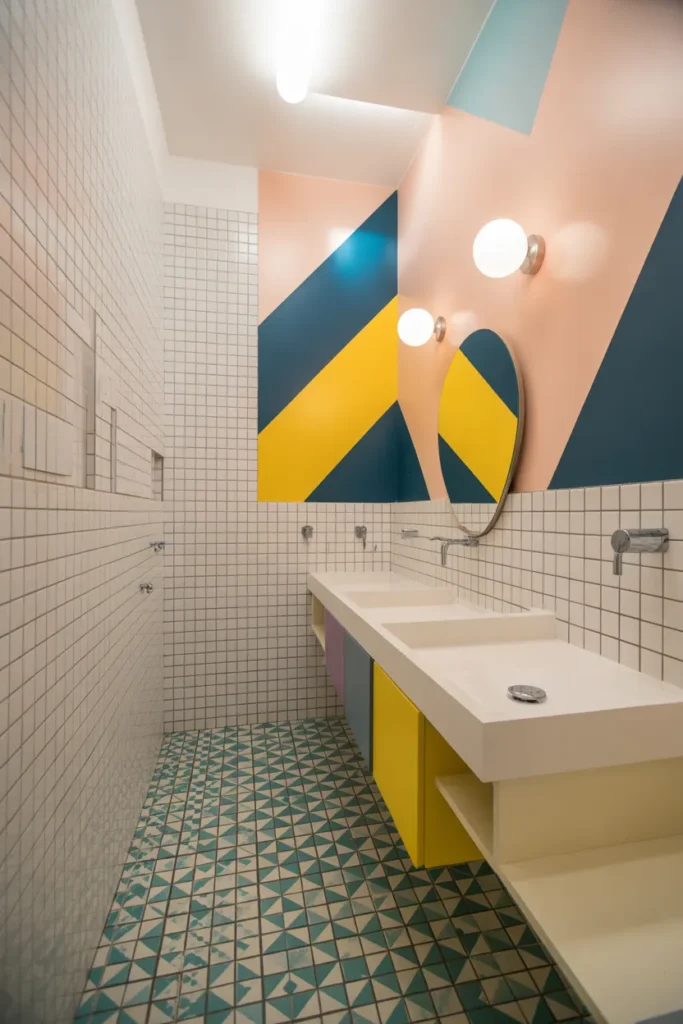 Bright Geometric Bathroom