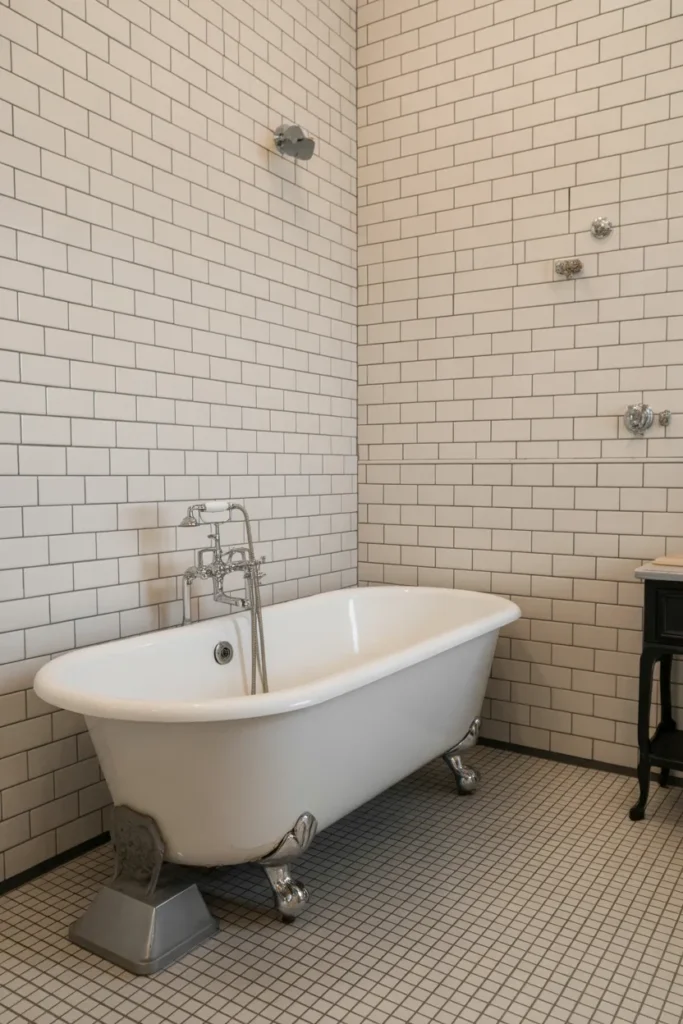 Clawfoot Tub with Subway Tile Walls