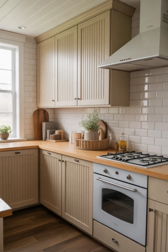 Farmhouse Cabinets with Beadboard Details