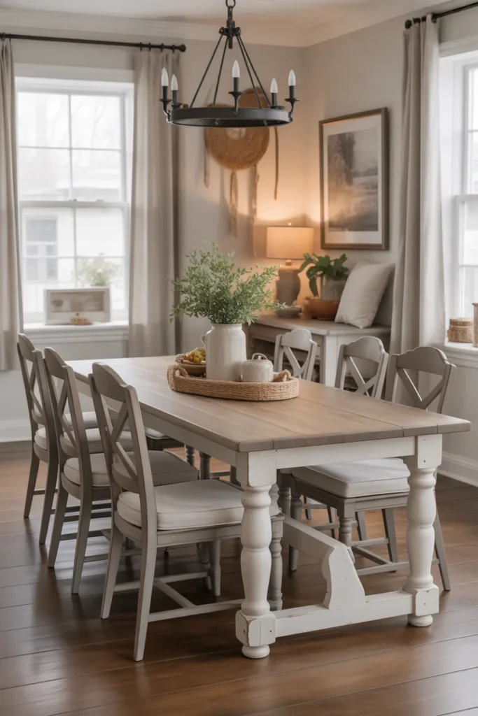 Farmhouse Table with Two-Tone Finish
