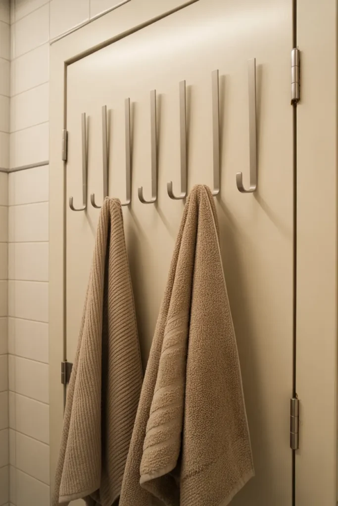 Wall-Mounted Hooks Behind the Door