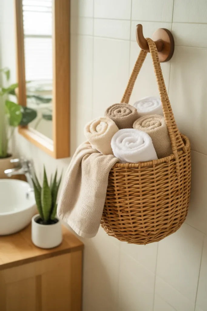 Woven Basket Towel Holder