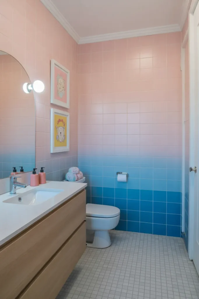  Ombre Color Kids Bathroom