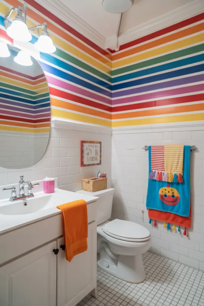  Rainbow Stripe Kids Bathroom