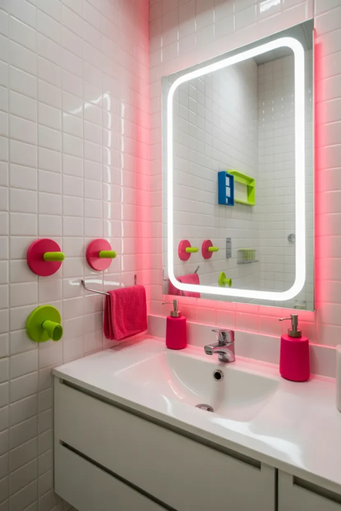  Neon Accent Kids Bathroom