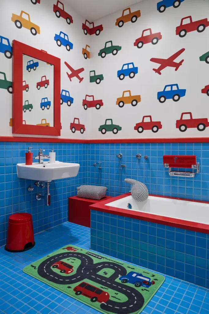  Colorful Transportation-Themed Bathroom