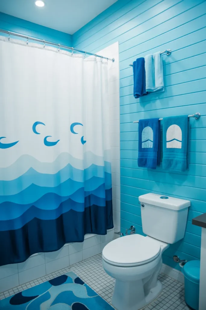   Cool Blue Color Splash Bathroom