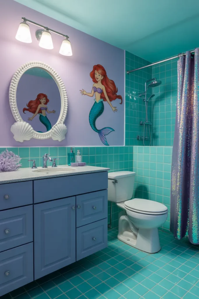  Mermaid-Themed Colorful Bathroom