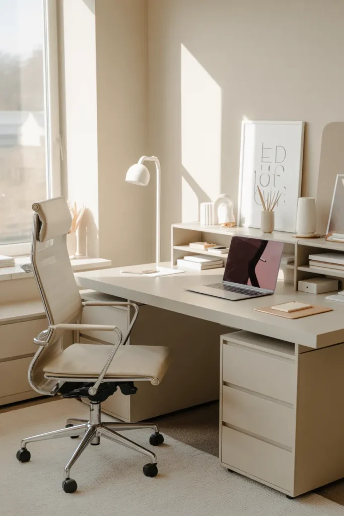 Minimalist Desk Setup With Neutral Tones