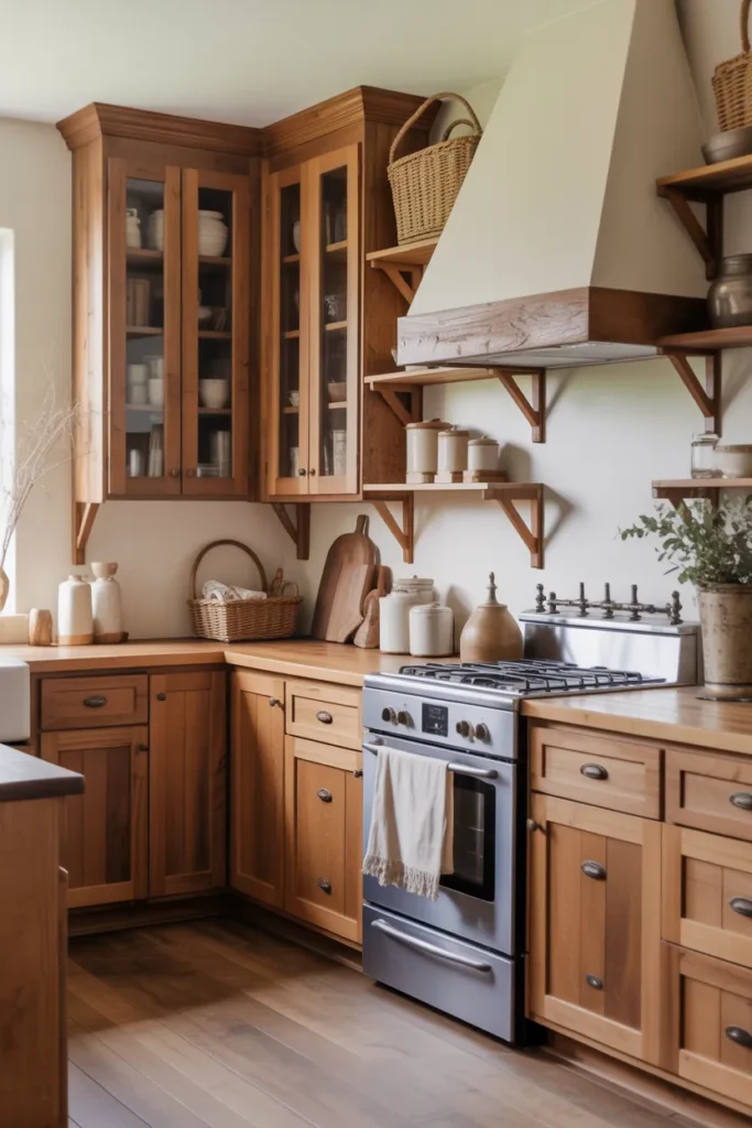 Rustic Wood Cabinets with Vintage Hardware