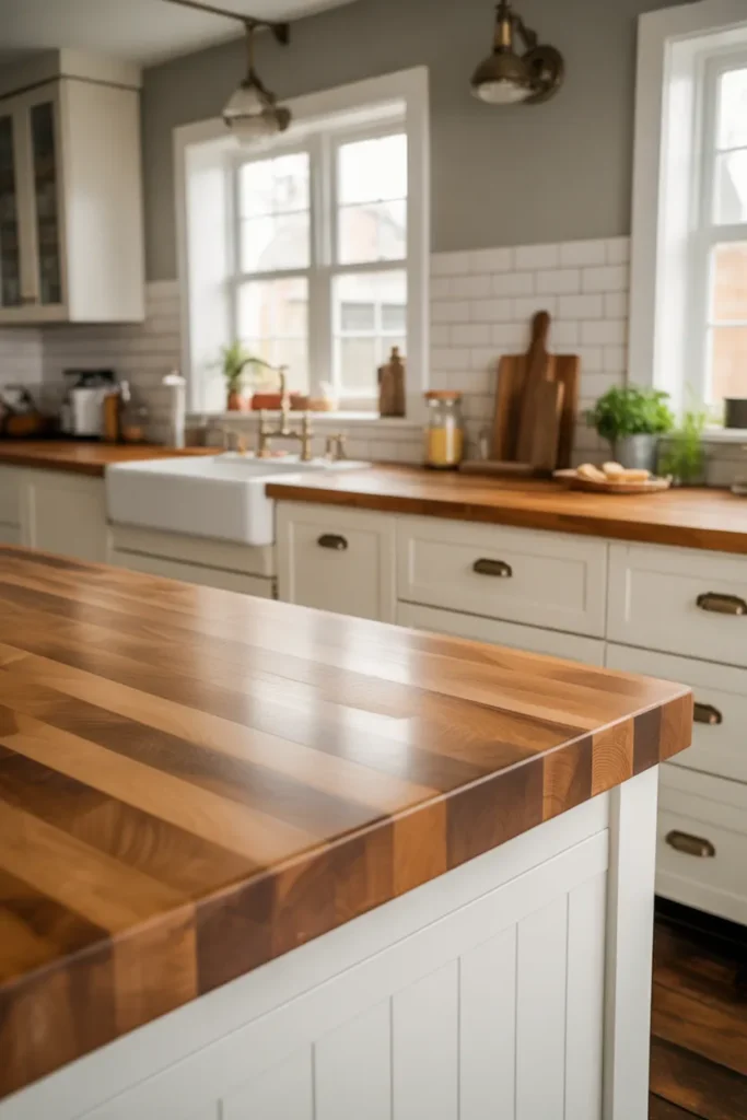 Butcher Block Countertops for Warmth