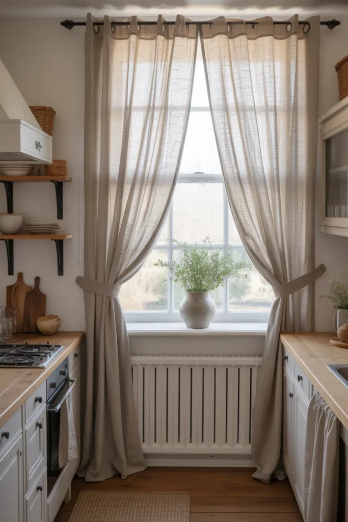 Soft Linen Curtains for a Cozy Country Look