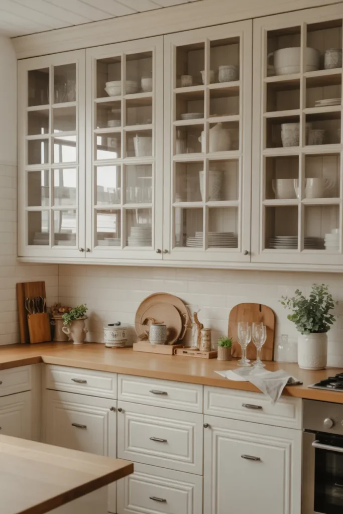 Glass-Front Cabinets for an Airy Look
