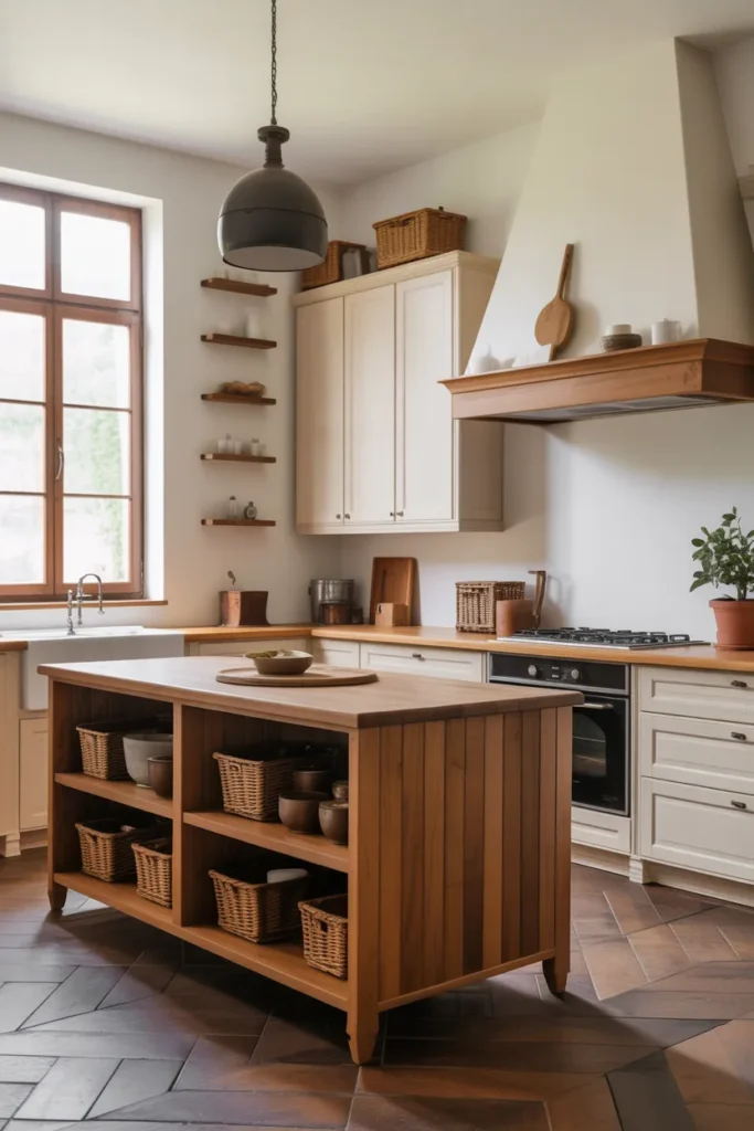 Wooden Kitchen Island with Modern Silhouette