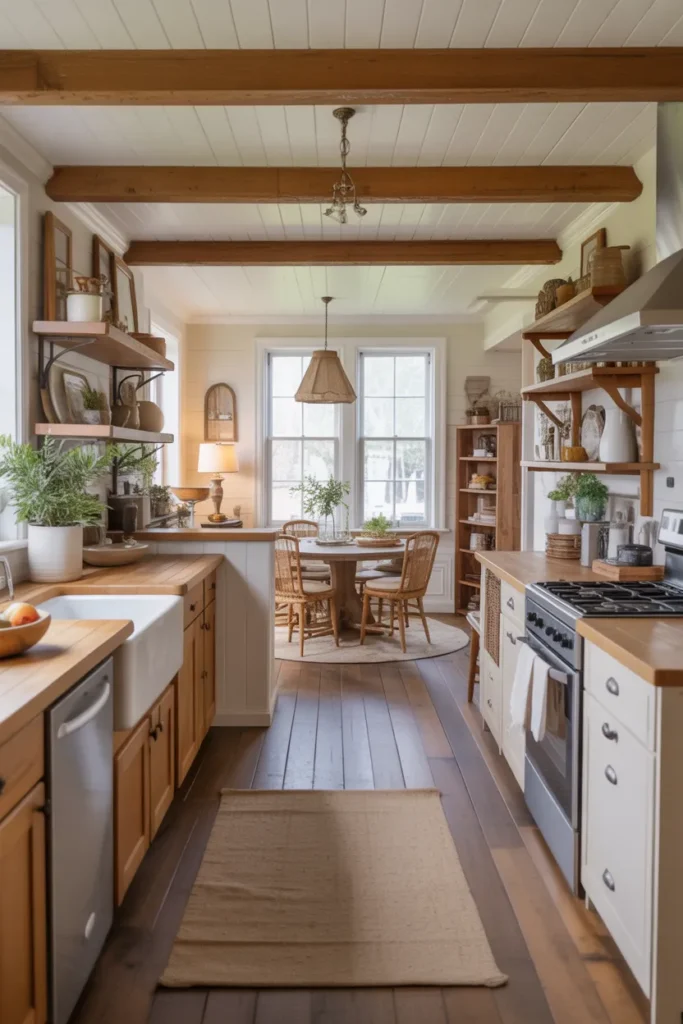 Open-Concept Farmhouse Kitchen with Cozy Flow