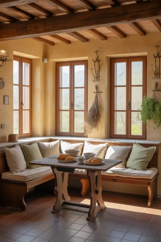 Cozy Breakfast Nook with Farmhouse Comfort