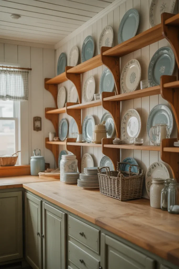 Country Farmhouse Kitchen with Decorative Plate Displays