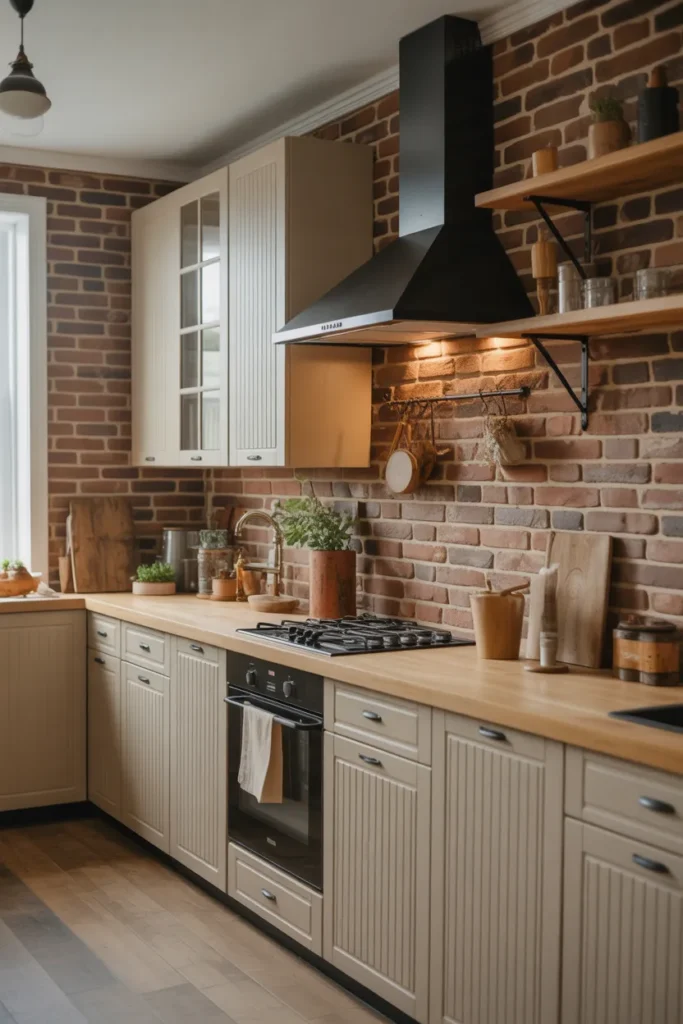 Country Farmhouse Kitchen with Brick Accents