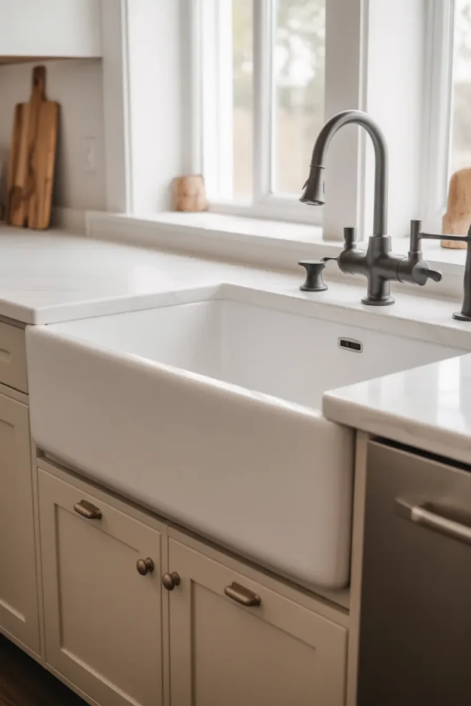Farmhouse Sink with Modern Fixtures