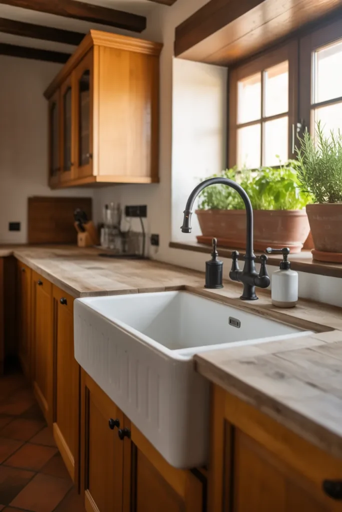 Farmhouse Sink with Modern Fixtures