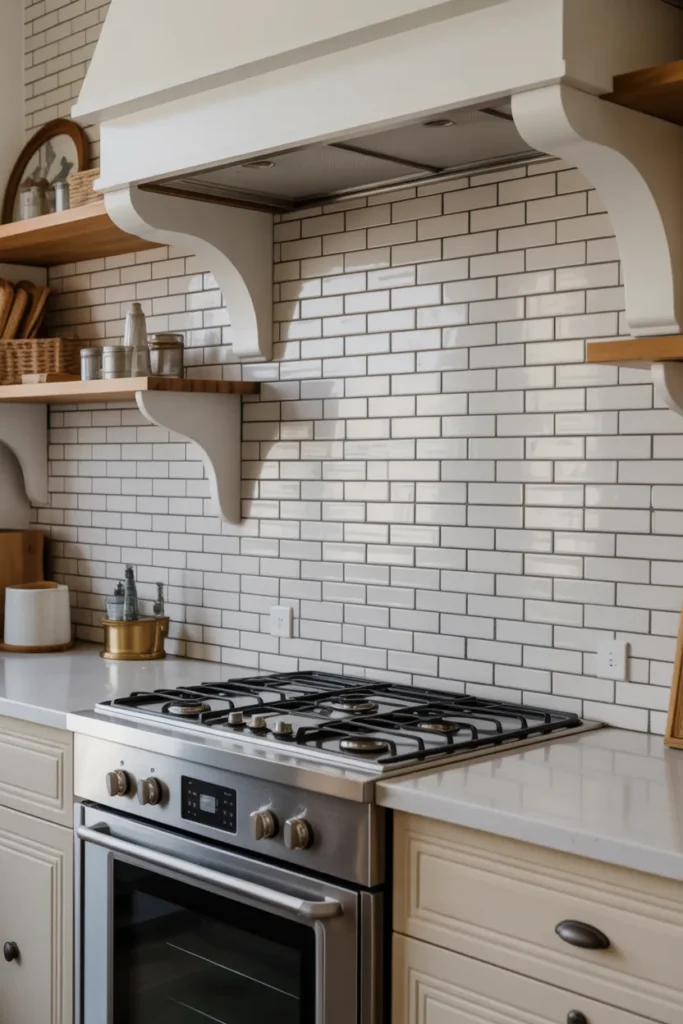 Subway Tile Backsplash with Dark Grout