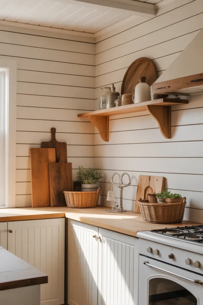 Cozy Farmhouse Kitchen with Shiplap Walls