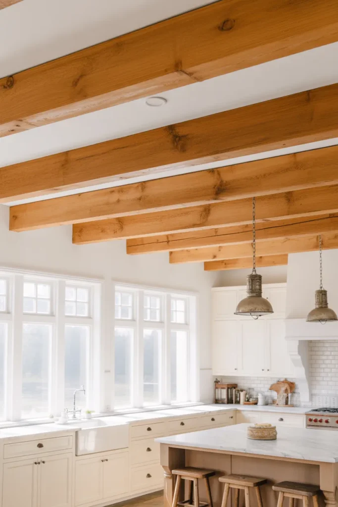 Exposed Wooden Beams for Rustic Charm
