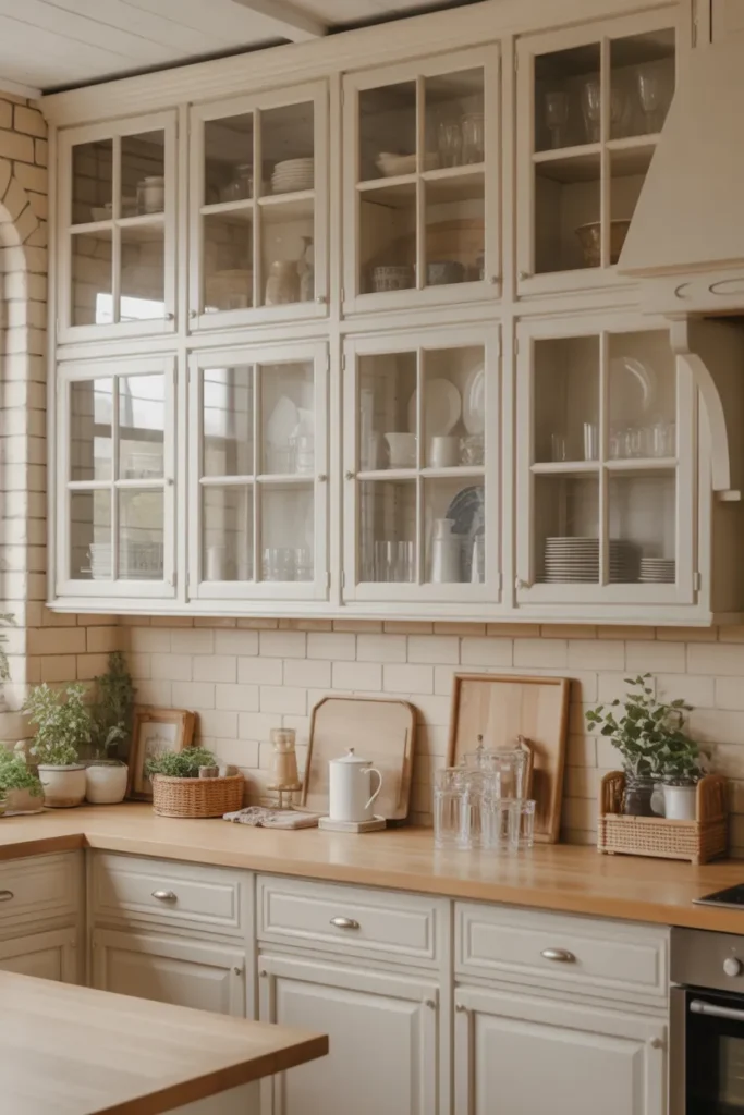 Glass-Front Cabinets for an Open Feel
