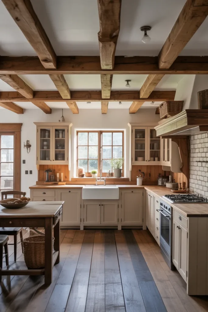 Rustic Farmhouse With Exposed Wood Beams