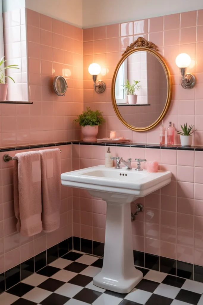 Bubblegum Pink Tile Bathroom