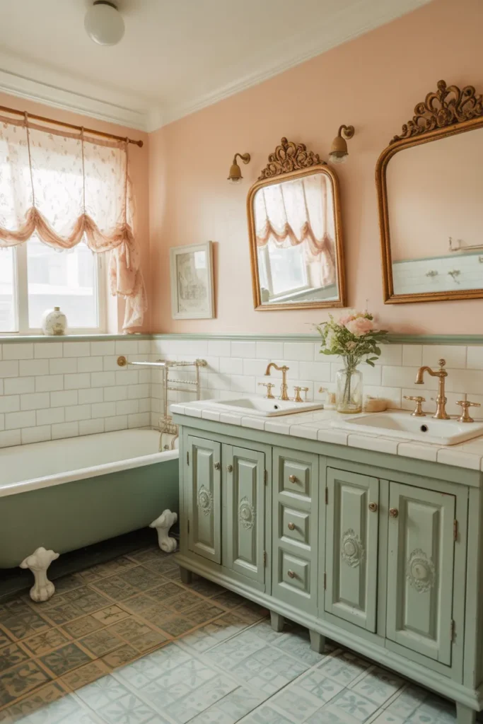 Vintage Inspired Jack and Jill Bathroom