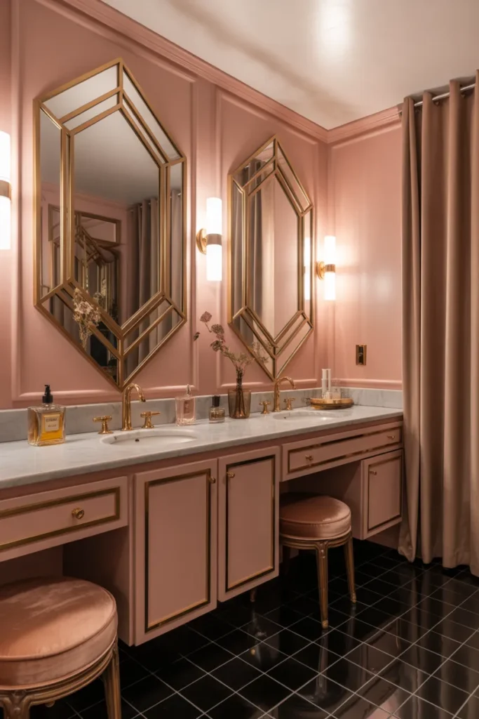 Retro Pink Bathroom With Art Deco Touches