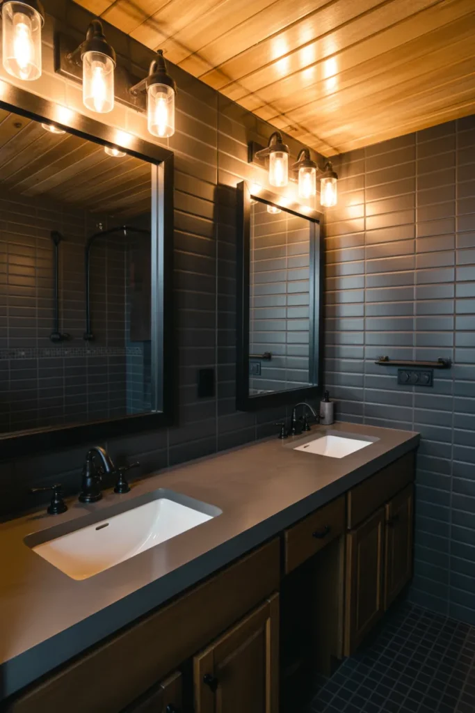 Industrial Style Jack and Jill Bathroom