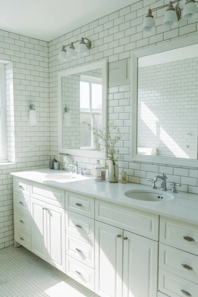 Bright White Jack and Jill Bathroom
